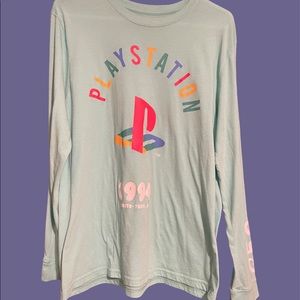 PlayStation 1994 Minato Tokyo Japan Long Sleeve T Shirt Teal Blue Mens Size L
